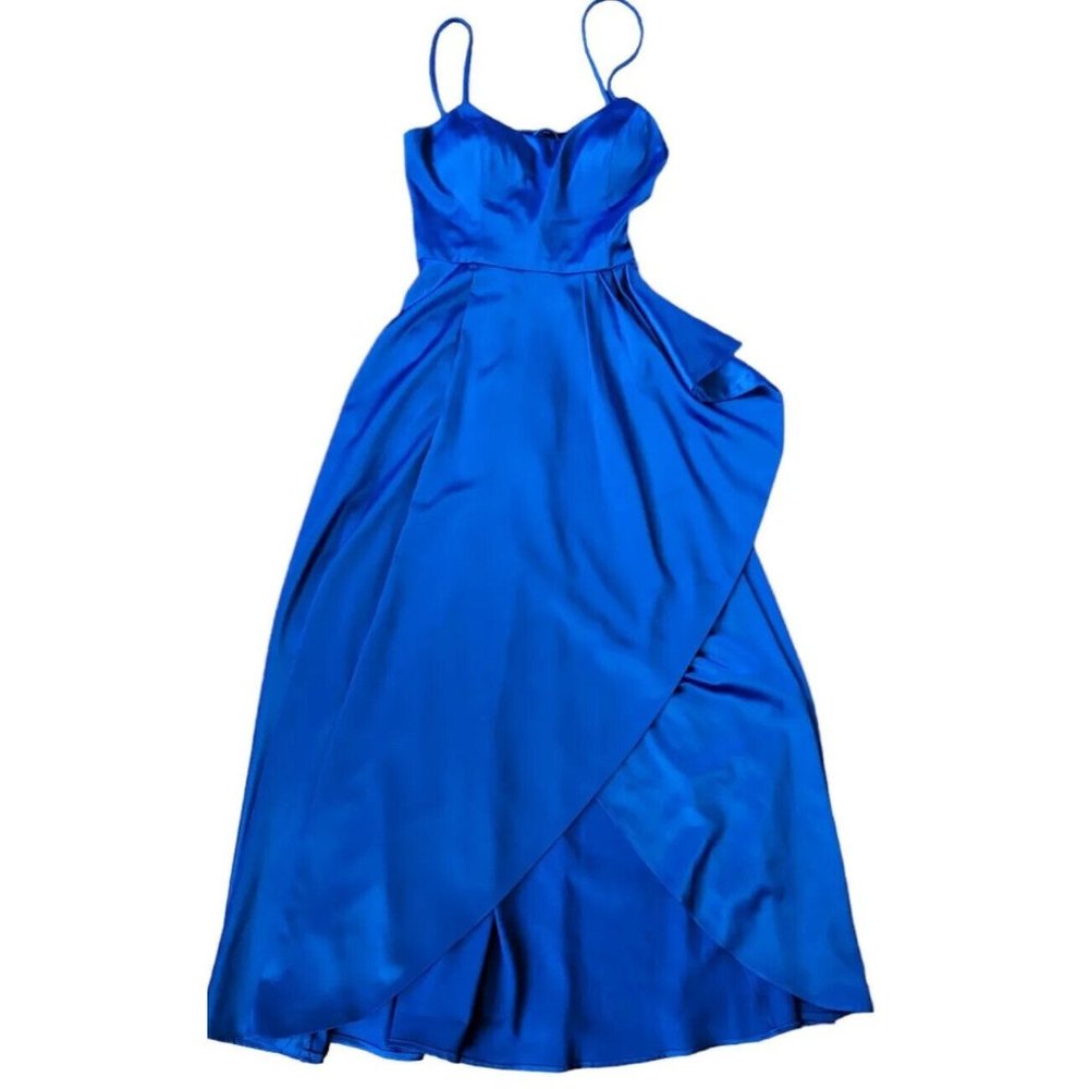Elegant Sapphire Blue Corset Back Evening Dress